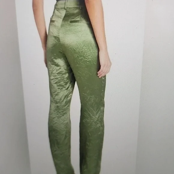 CINQ A SEPT KASID CRINKLED SATIN STRAIGHT LEG PANTS SIZE 8,10 - Picture 3 of 7